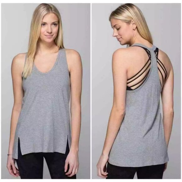 Lululemon Vitasea "Mountain Tank" Loose Fit Racerback Hthrd Med. Gray, Sz 4 - Picture 4 of 4